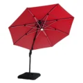 Fera 10 Ft Round Umbrella, Red + Base