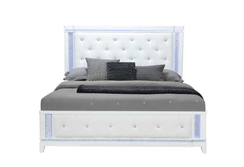 ALINA WHITE King Bed WITH LED