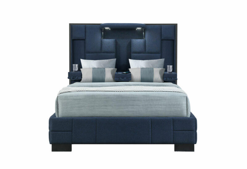 OSCAR NAVY BLUE King Bed NO WOOD TRIM