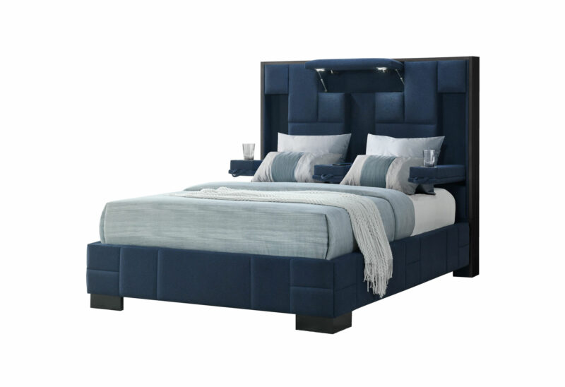 OSCAR NAVY BLUE King Bed NO WOOD TRIM