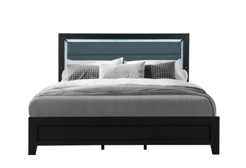 REID BLACK FULL BED WITH LED