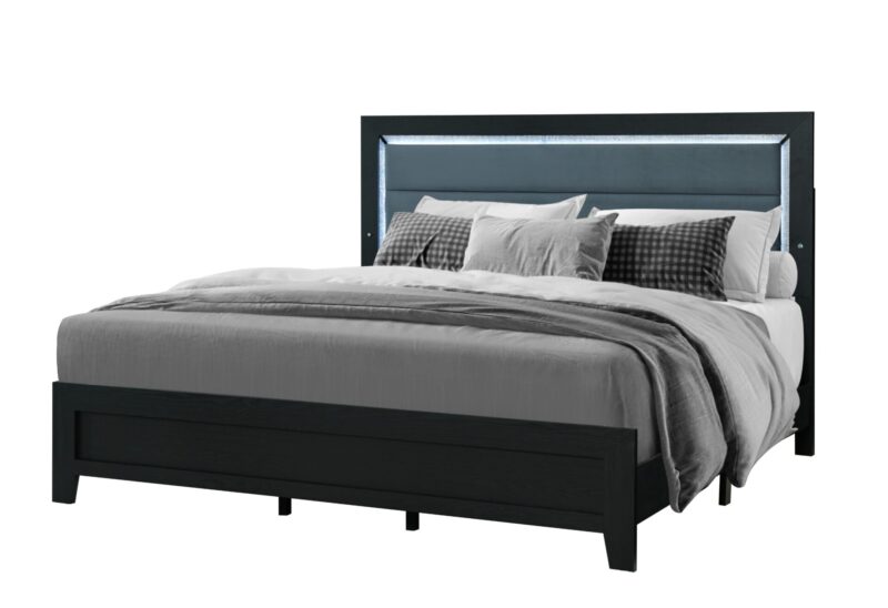 REID BLACK FULL BED WITH LED