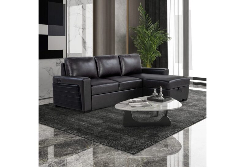 U1830 BLANCHE CHARCOAL/BLACK SOFA BED WITH USB AND DDT