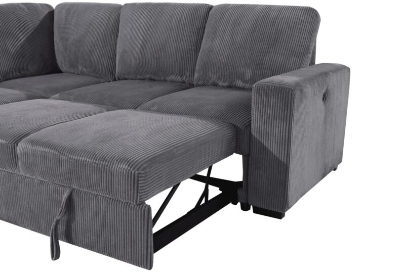 U2660 GREY SECTIONAL W/O CHAISE AND W/ PULLOUT