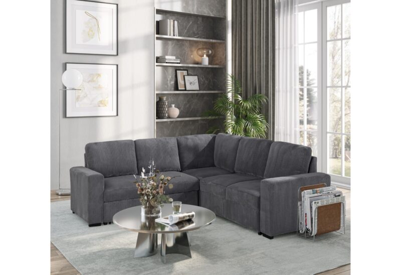 U2660 GREY SECTIONAL W/O CHAISE AND W/O PULLOUT