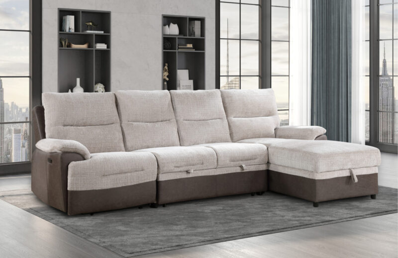 U3822 BEIGE/BROWN SECTIONAL WITH PO AND USB