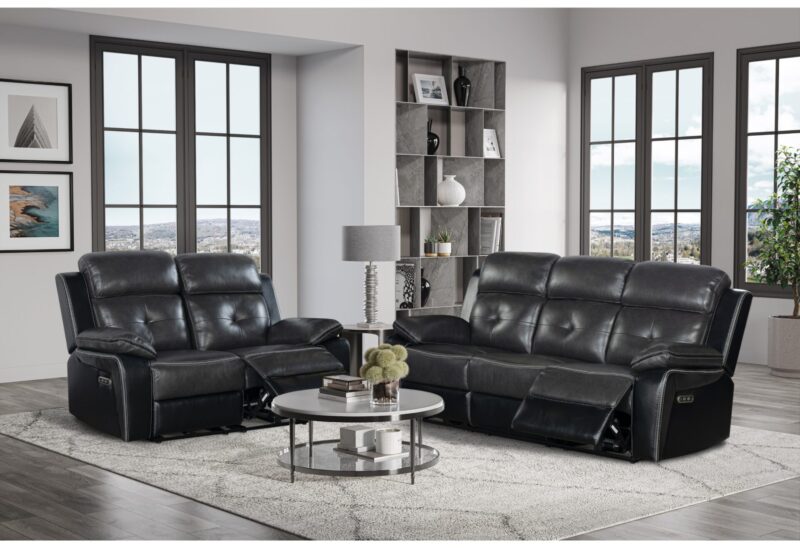 U5050 BLANCHE CHARCOAL/BLACK POWER RECLINING LOVESEAT