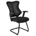 BL-ZP-806C-GG - Kale Designer Black Mesh Sled Base Side Reception Chair