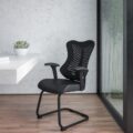 BL-ZP-806C-GG - Kale Designer Black Mesh Sled Base Side Reception Chair