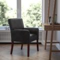 Taylor Leather Soft Executive Side Reception Chair with Mahogany Legs