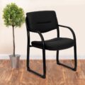 BT-510-LEA-BK-GG - Donny Executive Side Reception Chair