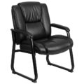 GO-2138-GG- Reception Chairs | Black LeatherSoft Side Chairs