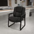 GO-2138-GG- Reception Chairs | Black LeatherSoft Side Chairs