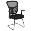 HL-0001B-BK-GG- Steve Black Mesh Side Reception Chair