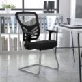 HL-0001B-BK-GG- Steve Black Mesh Side Reception Chair