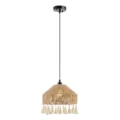 Iron and Ropes 1 Light 13" Diam Pendant // Black and Beige