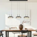 3 heads Satin Black & Wood Chandelier