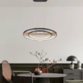 Chandelier Lamp Satin Black & Wood