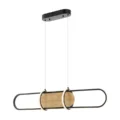 Chandelier Rounded Rectangle Satin Black & Wood
