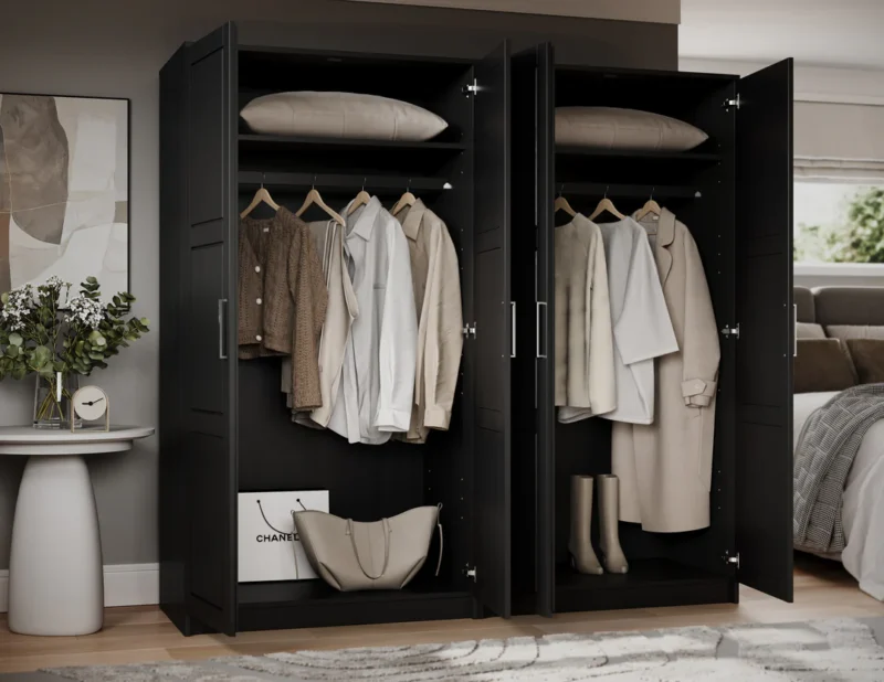 100% Solid Wood Urban 4-Door Wardrobe Armoire