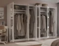 100% Solid Wood Urban 6-Door Wardrobe Closet with Mirrored Doors
