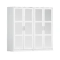 100% Solid Wood Urban 4-Door Wardrobe Armoire, Mirrored Doors