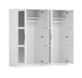 100% Solid Wood Urban 4-Door Wardrobe Armoire, Mirrored Doors