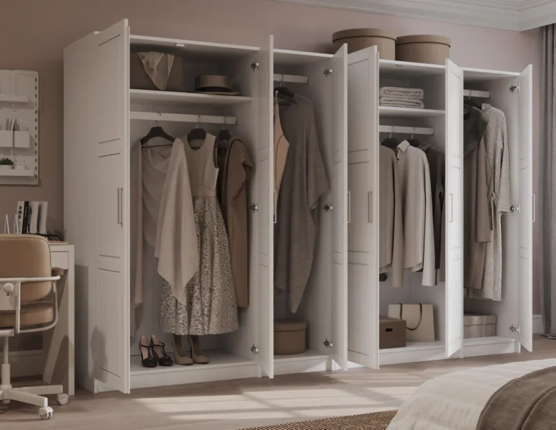 100% Solid Wood Urban 6-Door Wardrobe Closet