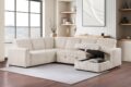 Devonshire Sleeper Sectional Sofa Storage Chaise Camel