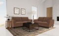 Selma 2-piece Velvet Upholstered Crescent Arm Sofa Set Rust