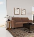 Selma Velvet Upholstered Crescent Arm Sofa Rust