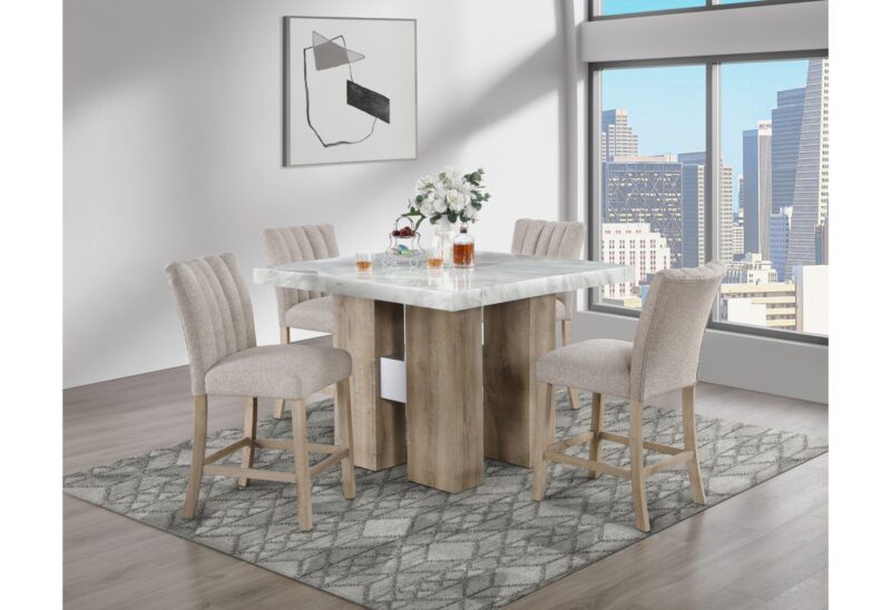 D04 NATURAL BAR TABLE + D8685 BEIGE/NAT BAR STOOL